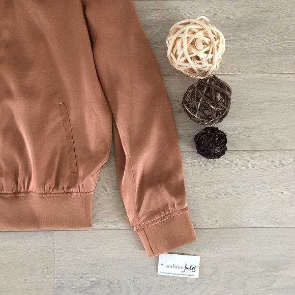 Maison Jules Satin Ruffled Bomber Jacket - Picture 4 of 12